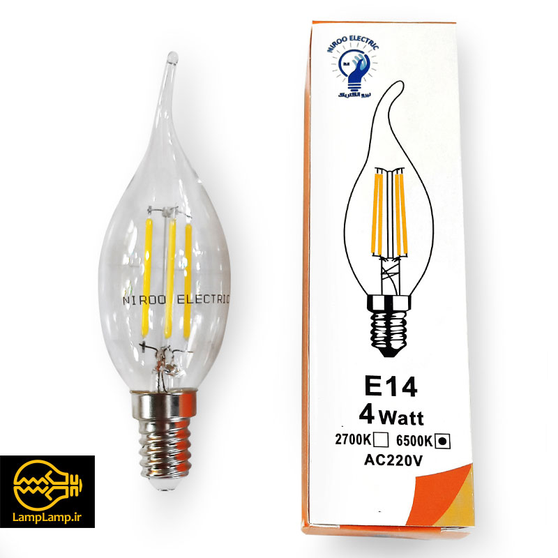 لامپ ادیسونی اشکی 4 وات پایه e14 لوستری نیرو الکتریک