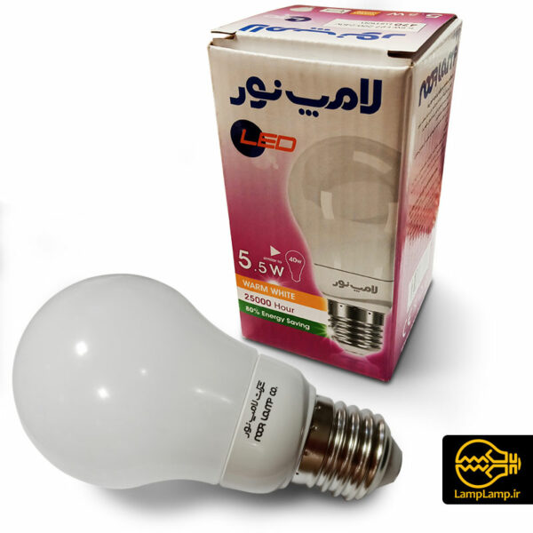 لامپ ال ای دی حبابی ۵٫۵ وات پایه e27 نور لامپ