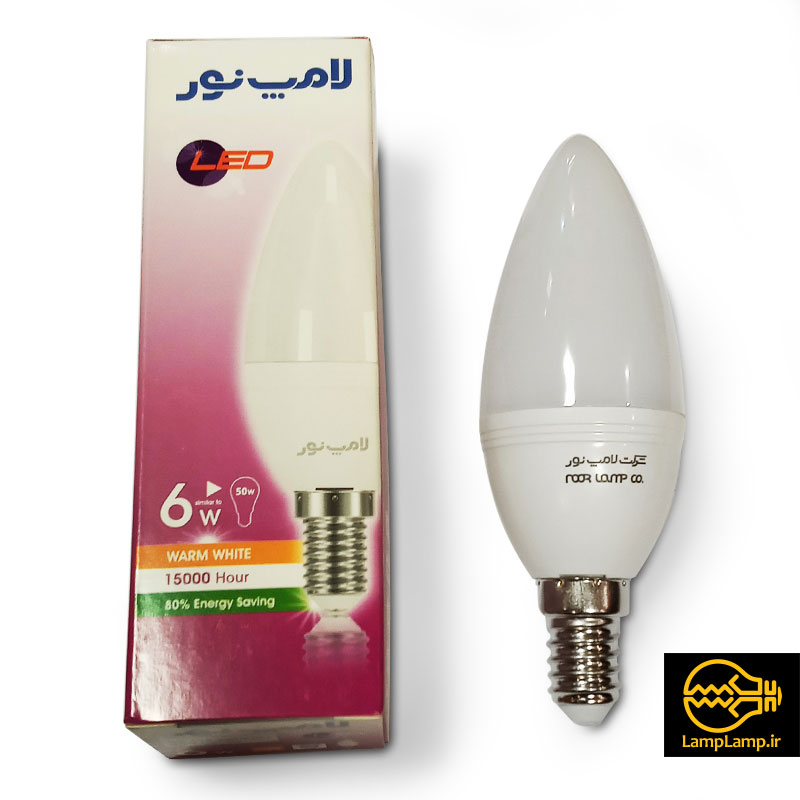 لامپ ال ای دی شمعی کندل 6 وات پایه E14 نور