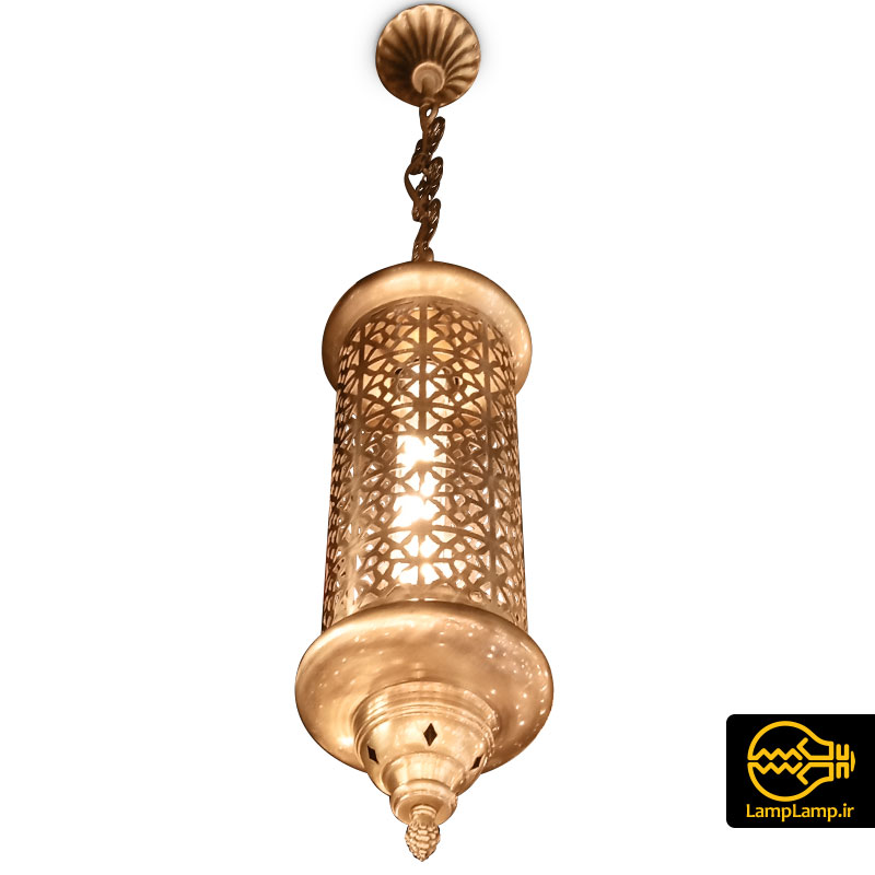 چراغ آویز سقفی مدل مراکشی تک شعله رنگ طلایی