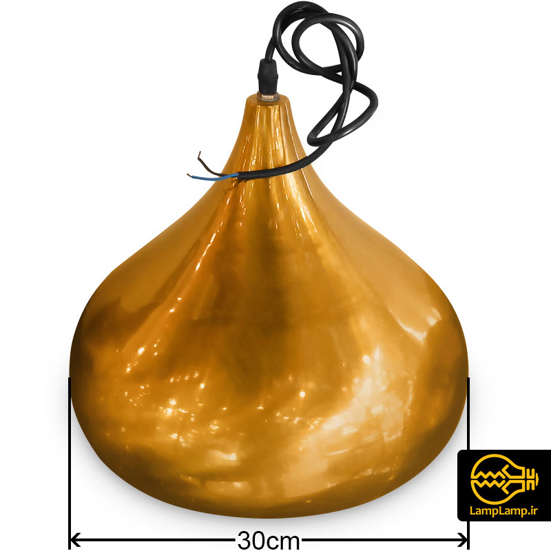 کاسه چراغ آویز فلزی طلایی قطر 30 سانتیمتر