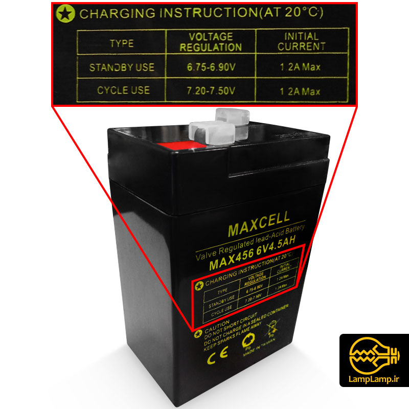 باتری سیلد اسید 6 ولت 4.5 آمپر ساعت max456 مکسل