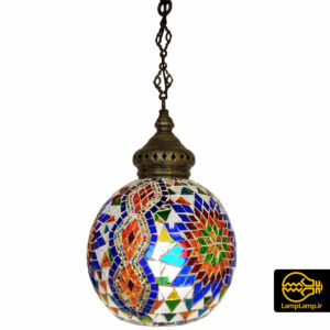 چراغ آویز مراکشی شیشه ای تک شعله E27