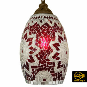 چراغ آویز تک حباب مراکشی سفید قرمز تخم مرغی