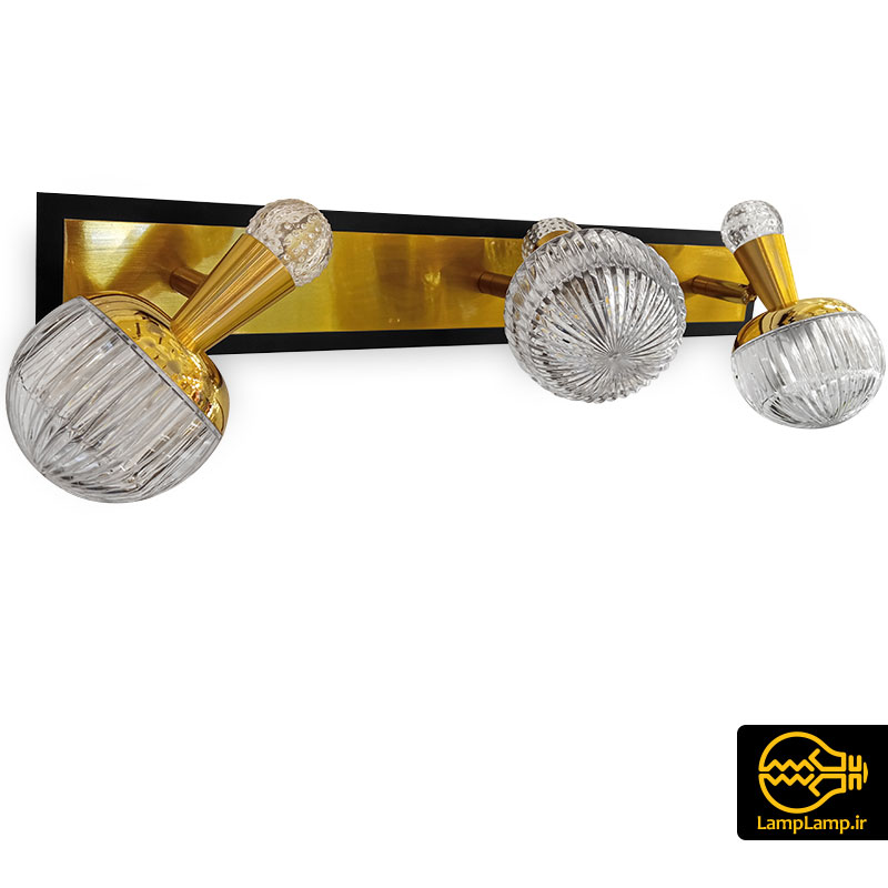 چراغ بالا آینه 3 شعله ال ای دی طلایی مشکی