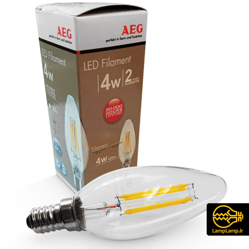 لامپ شمعی فیلامنتی E14 توان  4 وات AEG