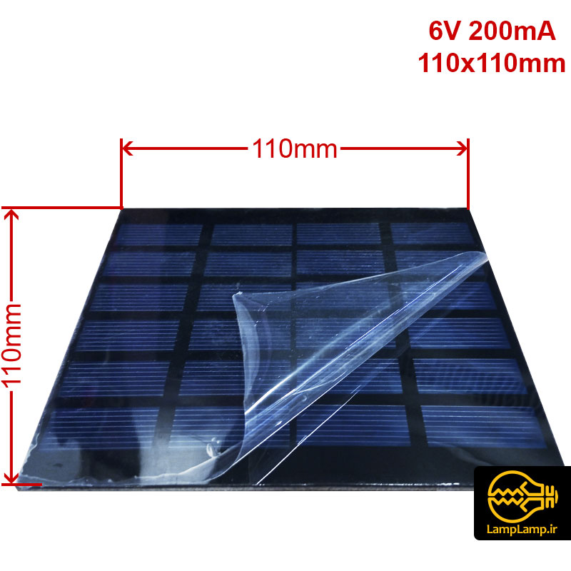 سلول پنل خورشیدی 6 ولت 200 میلی آمپر 110 میلیمتر