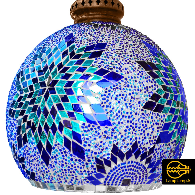 چراغ آویز تک حباب مراکشی ترکی شیشه ای قطر 25
