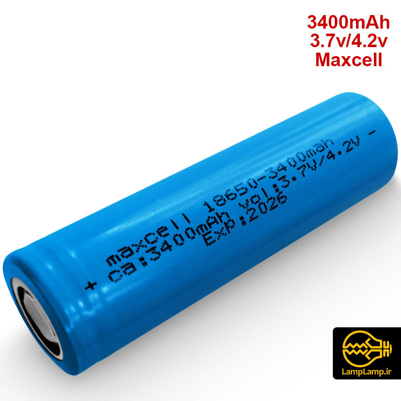 باتری لیتیوم یون 3400mah 3.7 v سایز 18650 مکسل