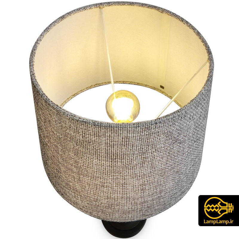 چراغ خواب رومیزی پایه فلزی کلاهک پارچه ای