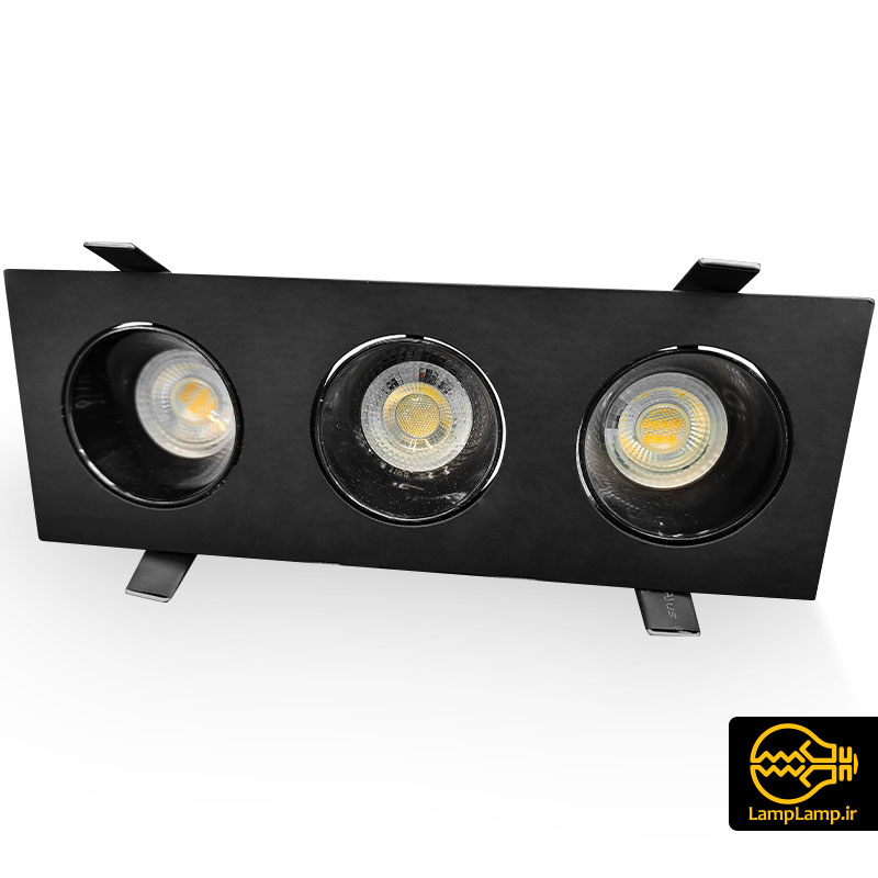 قاب هالوژن سه تایی توکار SH-6303 شعاع