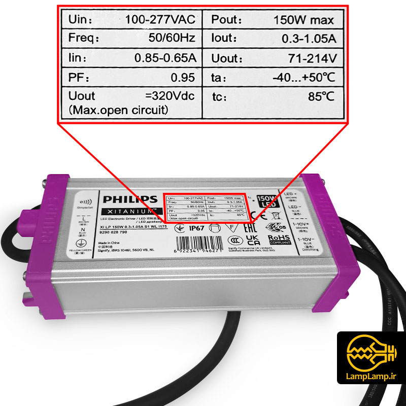 ترانس ضد آب IP67 توان 150 وات 220 ولت فیلیپس