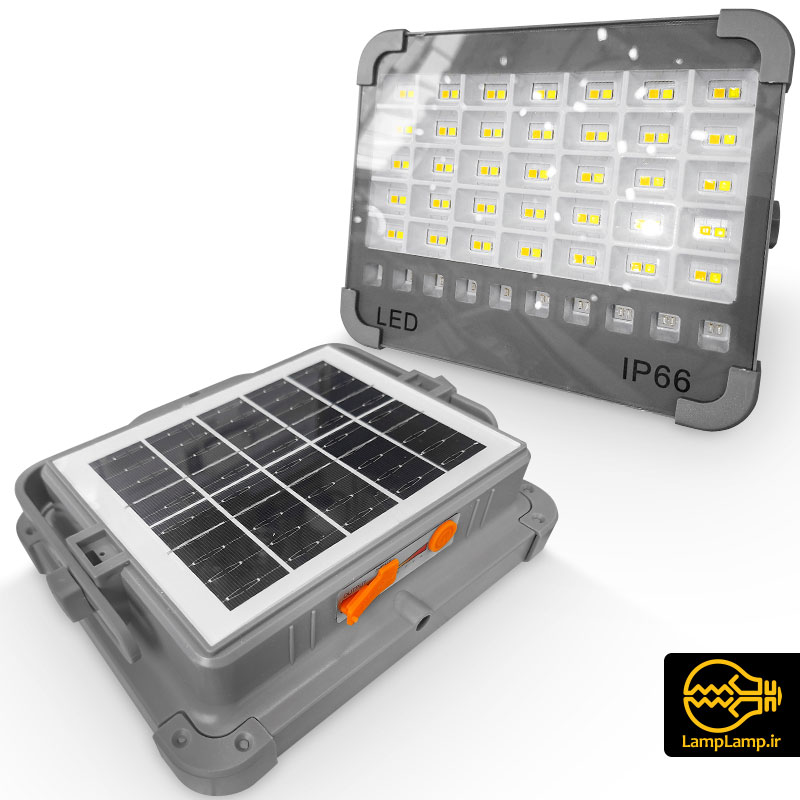 پروژکتور خورشیدی 200 وات ضدآب LED شارژی (IP66)
