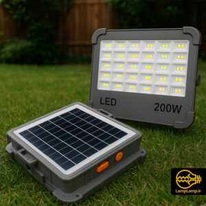 پروژکتور خورشیدی 200 وات ضدآب LED شارژی (IP66)
